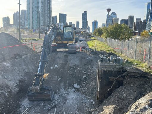 image3 Removal of concrete pillars as part of an ENMAX reclamation project near the Stampede Grounds, preparing the site for restoration and future infrastructure work.